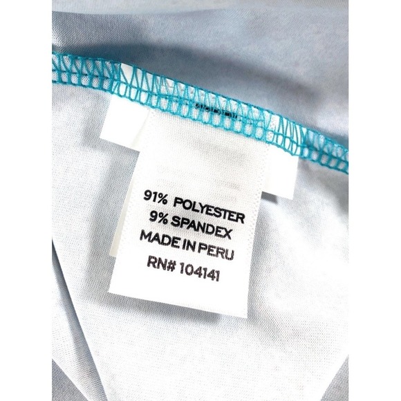 NWT Walter Hagen Men's Performance‎ 11 Dogwood Ditsy Aqua Blue Polo Shirt Small - Picture 6 of 7